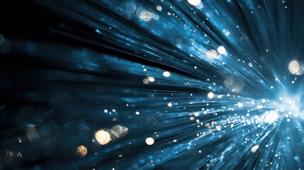Abstract Optical Fiber: An abstract representation of optical fiber transmitting data, the image captures the essence of modern communication technology and information transfer.