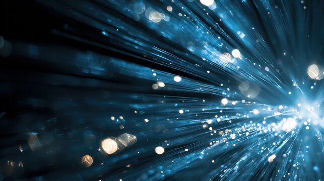 Abstract Optical Fiber: An abstract representation of optical fiber transmitting data, the image captures the essence of modern communication technology and information transfer.