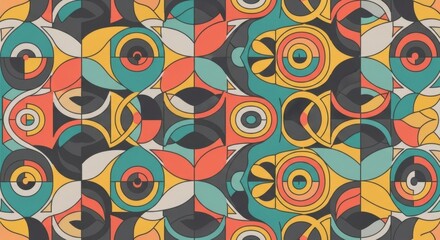 Vibrant abstract geometric pattern featuring circular motifs and