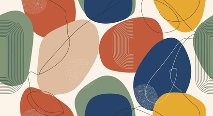 Abstract geometric shapes with vibrant earthy tones and intricate