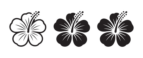 Obraz premium Black and white hibiscus flower design elements for graphics and web applications