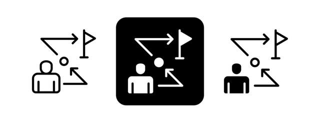 Goal Solid color and black line drawing vector illustration set