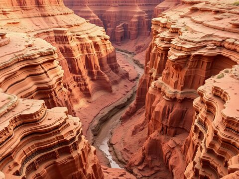 A dramatic canyon with layered rock formations, geological wonder and ancient earth,  ancient,  rock