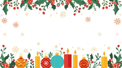 template of a Christmas decoration banner featuring a flat design style with a festive holiday theme, incorporating vibrant colors and bold shapes