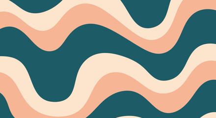 Abstract fluid wavy pattern with organic shapes in pastel colors and deep teal background