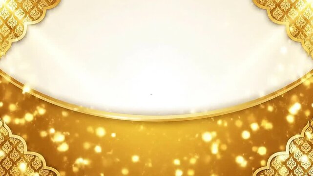 Festival New Year Thailand, luxurious gold-to-white royal gradient wallpaper, subtle Thai pattern borders