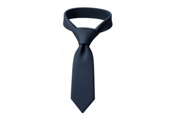Blue necktie with a simple windsor knot, representing business, professionalism, and formal attire on a transparent background