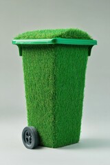 Innovative green trash bin design urban environment product photography sustainable living close-up eco-friendly concept