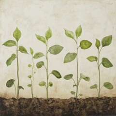 Growth of young plants in soil nature photography close-up serene environment vibrant green life