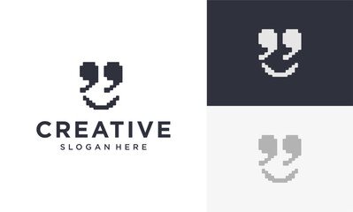 pixel quote vector logo that looks like a smiling person