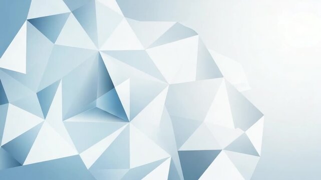 Abstract Geometric Low Poly Background With Blue And White Tones Gradient Light And Shadow