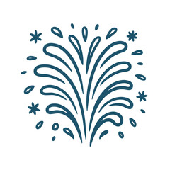 A vibrant blue celebratory burst illustration, resembling a stylized firework or confetti explosion, sparkling stars and dynamic lines, ideal for festive occasions and joyful events, isolated on