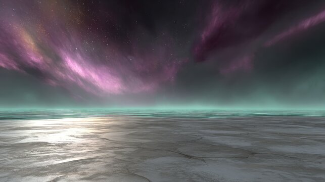 Abstract Futuristic Space Scene With Glowing Colors