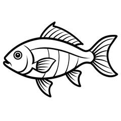 Simple line art illustration of a fish isolated on white background