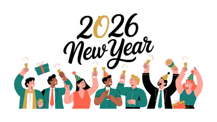 New Year 2026 Celebration: A jubilant group raises their glasses to toast the arrival of New Year 2026, radiating excitement and cheer amidst festive revelry.