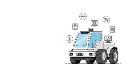 Smart autonomous vehicle with AI navigation for delivery services and automation, showcasing innovation and technology for the future of transportation