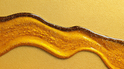 Abstract Golden Glitter Resin Wave on Textured Metallic Gold Background
