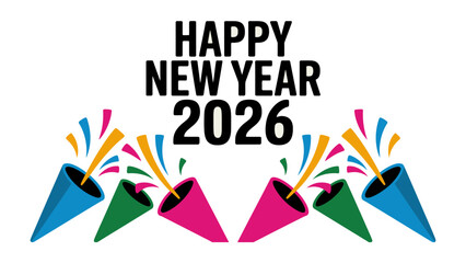 New Year 2026 Celebration: A vibrant and colorful design, perfect for sending well wishes and celebrating new beginnings