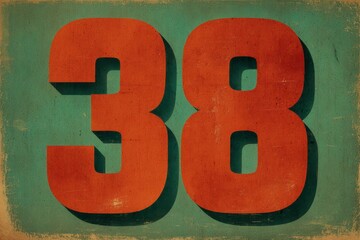 Vintage Style Bold Number 38 on Textured Blue Background