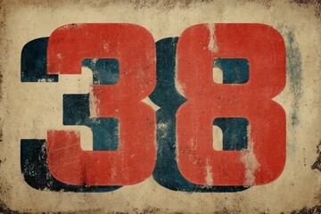 Vintage Grunge Style Number Thirty-Eight on Distressed Background