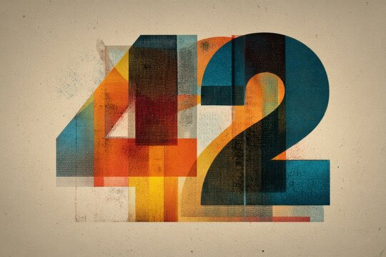 Artistic number 42 in vibrant colors on textured background - Powered by Adobe