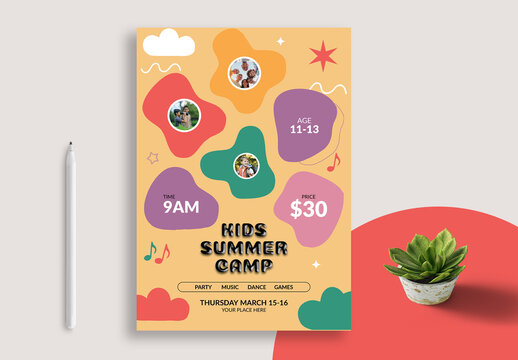 Kids Summer Camp Flyer And Poster Layout