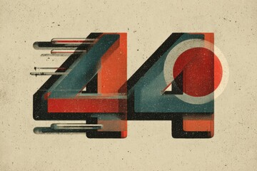 Abstract Graphic Design Featuring Bold Red and Blue Number Fourty-Four