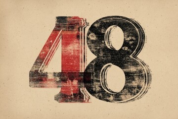 Vintage Inspired Artwork Featuring Large Numbers 48 on Textured Background