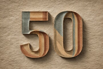 Vintage Style Number Fifty in Artistic Design on Textured Background
