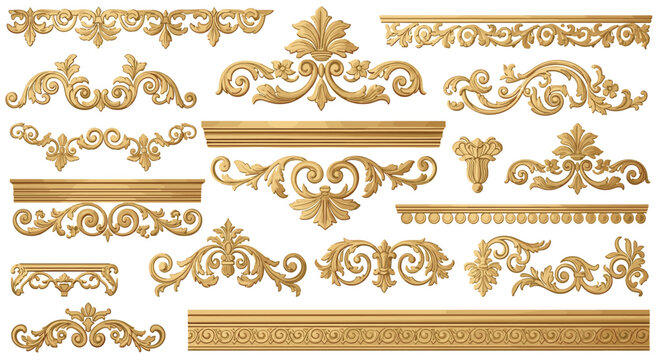 Elegant gold ornamental borders and frames with classic flourish details for upscale invitations and vintage design projects, truly stunning