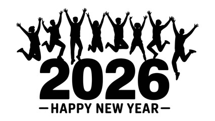 New Year's Joy: A celebratory silhouette captures a leap into the new year with 2026 displayed prominently, embodying the spirit of hope and a fresh beginning. 