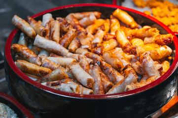 Deep-fried spring roll is a well-known and delicious traditional type of dish in Vietnam.