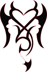 Bold Demon Heart Tribal Design – Red Black Gothic Vector