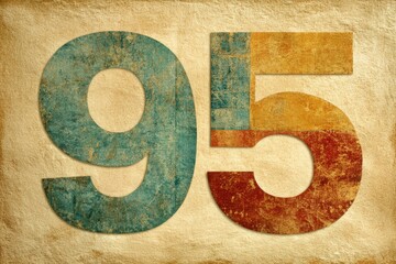 Vintage Artistic Number 95 with Texture and Color Variation Background