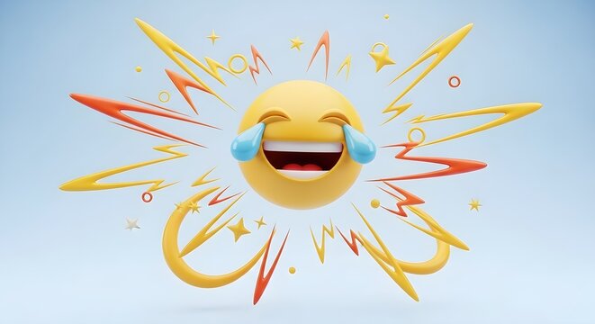 Tears of joy emoji bursts with laughter, a 3d vibrant expression - Powered by Adobe