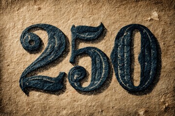 Vintage Detailed Number 250 with Artistic Texture and Shadows