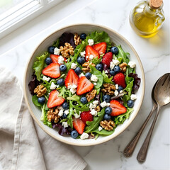salad with strawberry and walnuts 