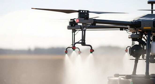 Advanced agricultural drone spraying fields with precision technology for sustainable farming and crop protection, revolutionizing modern agriculture