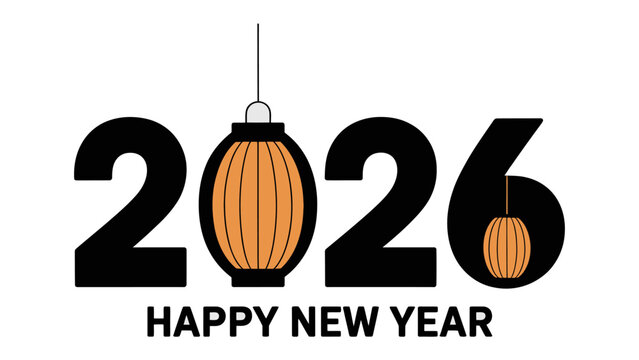 New Year 2026: The New Year's message of 2026 with an inviting festive design that includes a lantern.