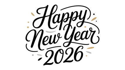 Joyful New Year 2026 Typography: A festive inscription, celebrating the dawn of the year with elegant calligraphy and a touch of golden accents. A visual toast to new beginnings, hope.