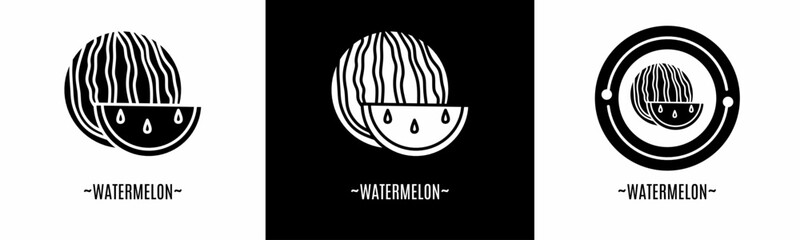 Watermelon logo set. Collection of black and white logos. Stock vector