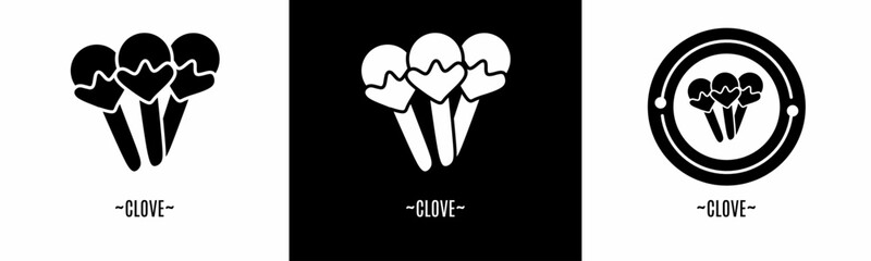 Clove logo set. Collection of black and white logos. Stock vector