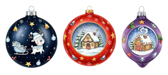 Decorative Christmas Ornaments with Winter Scenes and Snowmen for Holiday Decor
