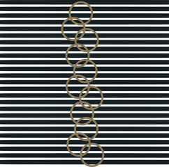 Horizontal striped texture with a chain of gold rings on top.
