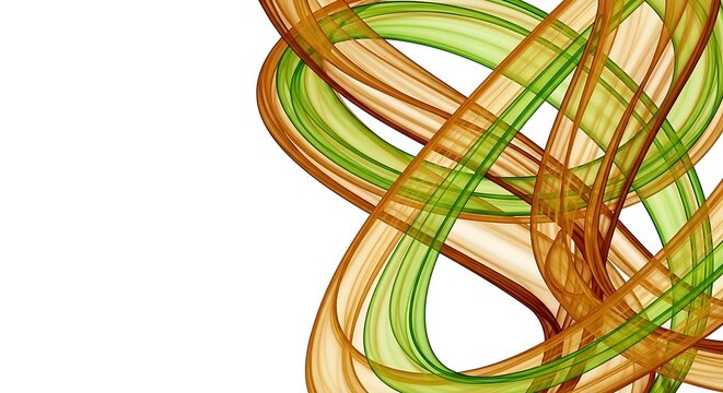 Dynamic abstract ribbons of green and gold flow creating a vibrant, modern background with elegant curves and smooth transitions - Powered by Adobe