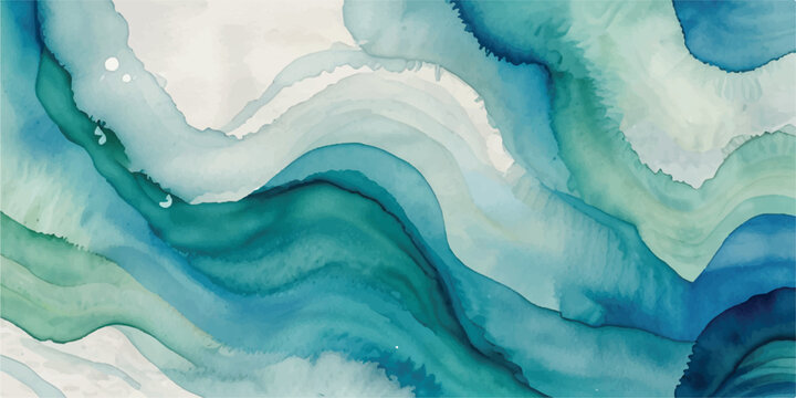 Abstract watercolor painting with flowing blue and green hues creating a calming and organic background ideal for graphic design projects