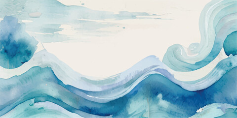 Abstract watercolor painting of ocean waves a serene and calming background perfect for coastal themes and artistic designs