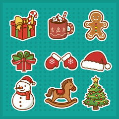 Festive Christmas Holiday Sticker Collection
