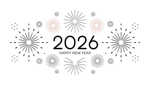Countdown to 2026: A Festive Fireworks Display: A visually striking display of fireworks illuminating the sky, paired with the message Happy New Year.