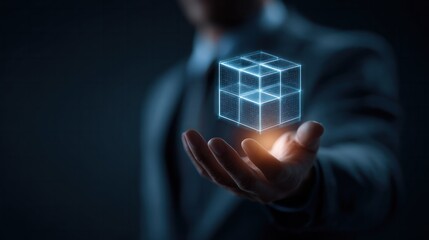 Innovative technology transformation business environment digital content futuristic setting close-up view conceptual visualization